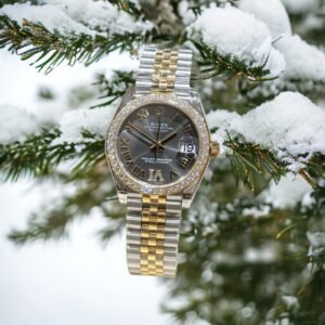 Rolex DateJust Moissanite Diamond Watch Gray Dial 31mm