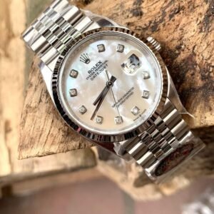 Rolex DateJust Watch Natural Mother of Pearl Dial Moissanite 41mm