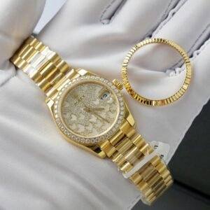 Rolex DateJust Butterfly Dial Gold Wrapped 18K + Diamonds Moissanite 31mm