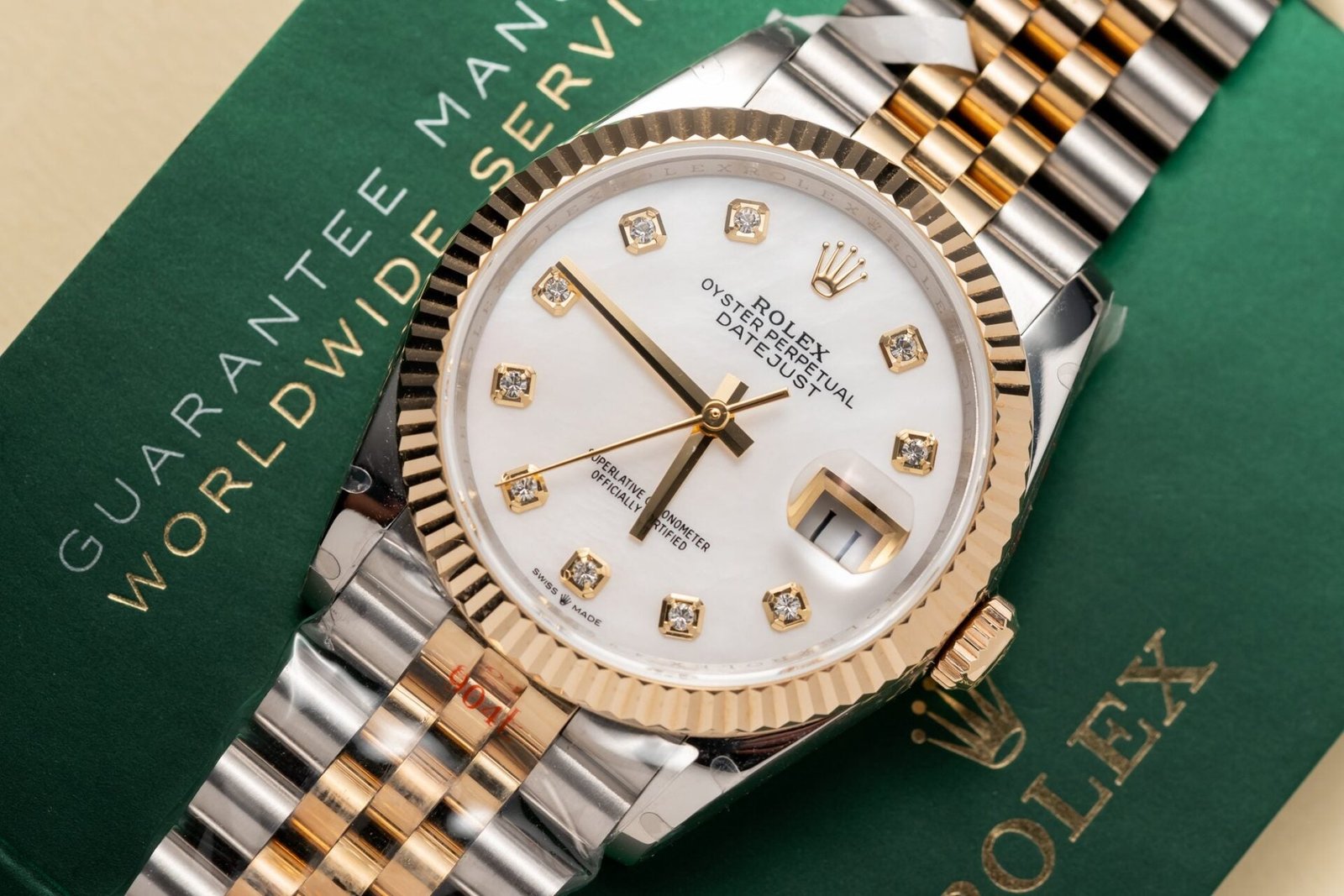 Rolex Watch Date Just Mother Of Pearl Dial Gold Wrapped 36mm - Image 4