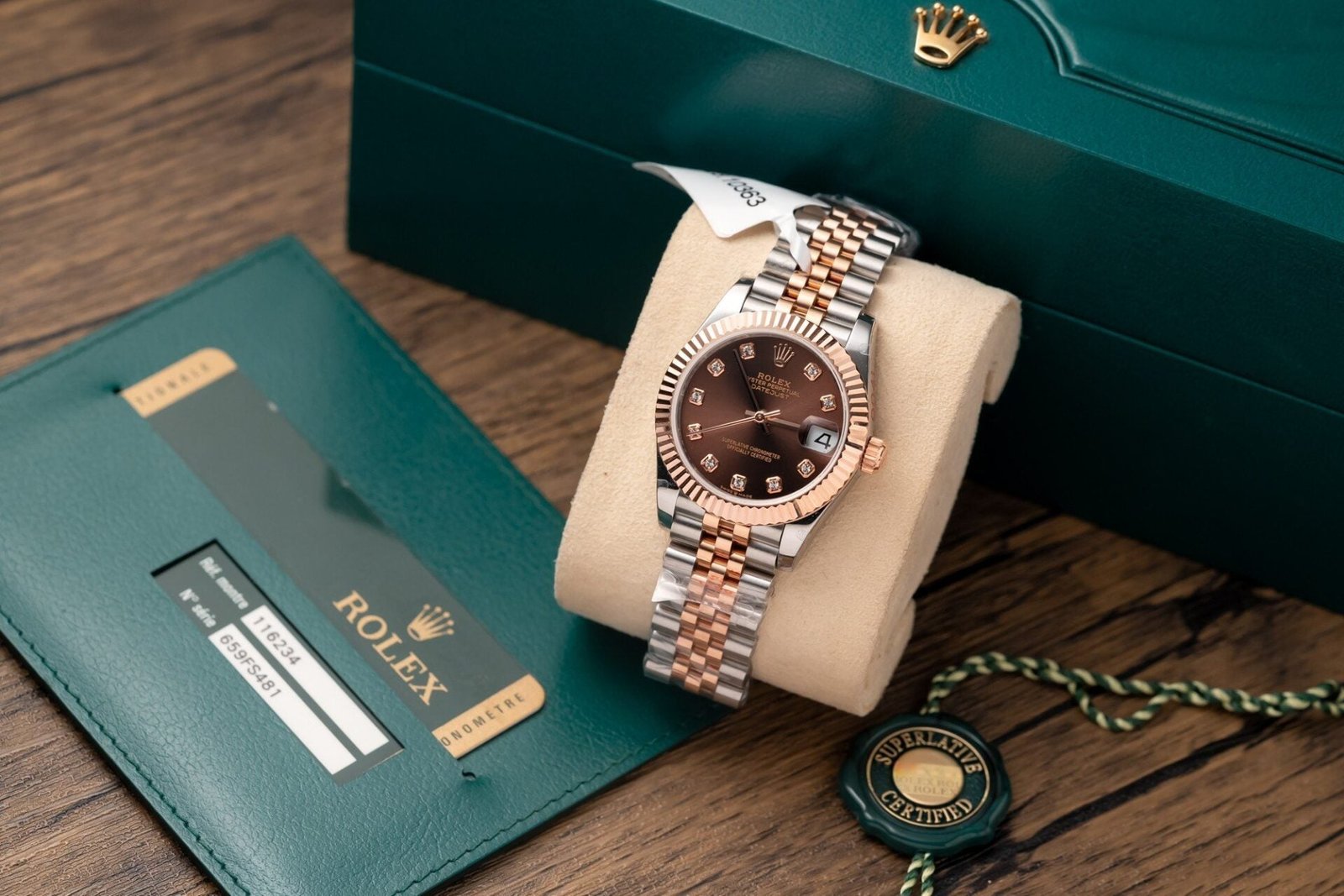 Rolex Watch Date Just Gold Wrapped Chocolate Dial 31mm