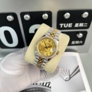 Rolex DateJust Women’s Watch With Stone Bezel Champagne Dial 31mm