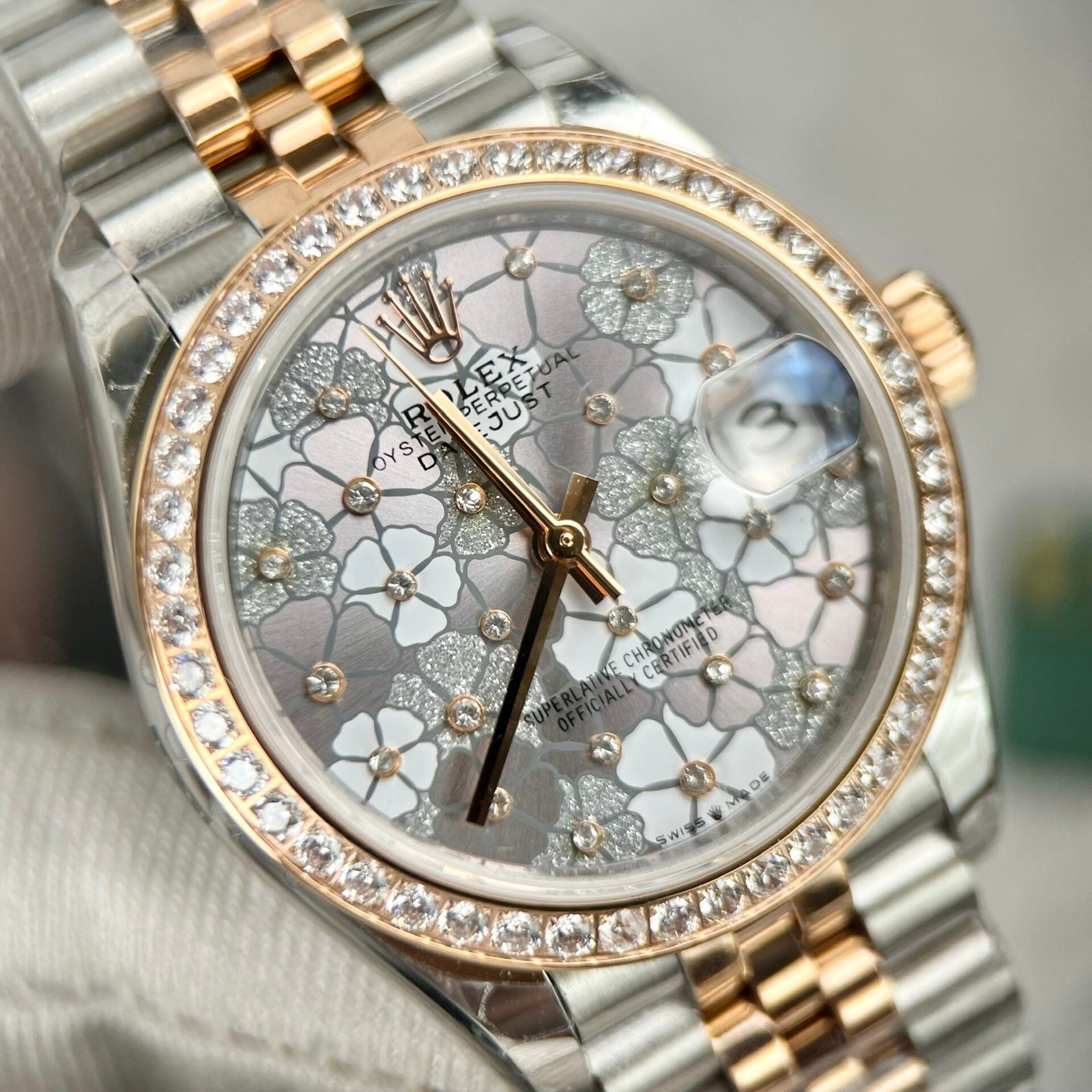 Rolex DateJust Watch Flower Dial With Diamond Bezel 31mm - Image 3