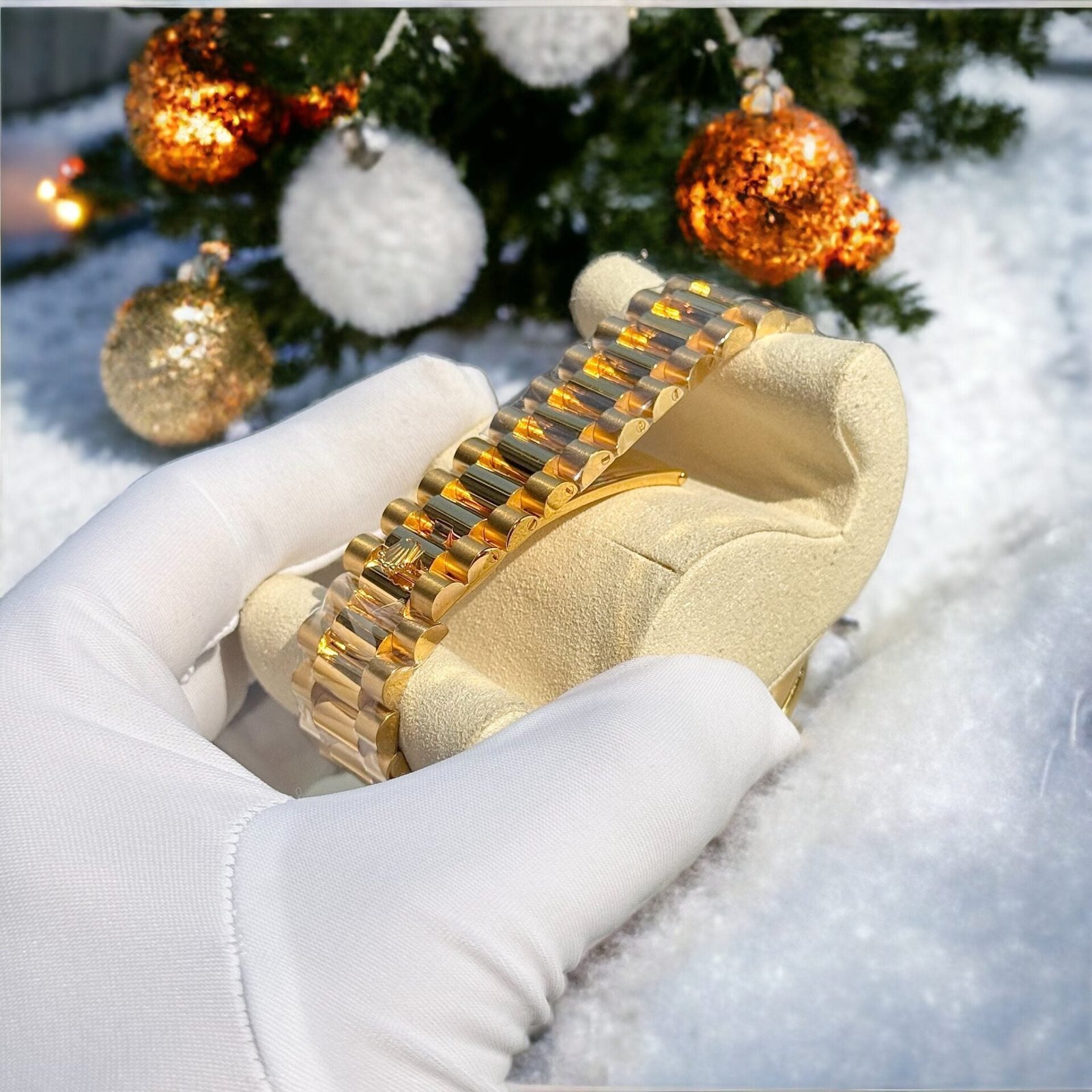 Rolex Day-Date 228238 Watch 18K Gold Wrapped Moissanite Bezel 40mm - Image 4