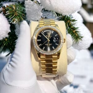 Rolex Day-Date 228238 Watch 18K Gold Wrapped Moissanite Bezel 40mm