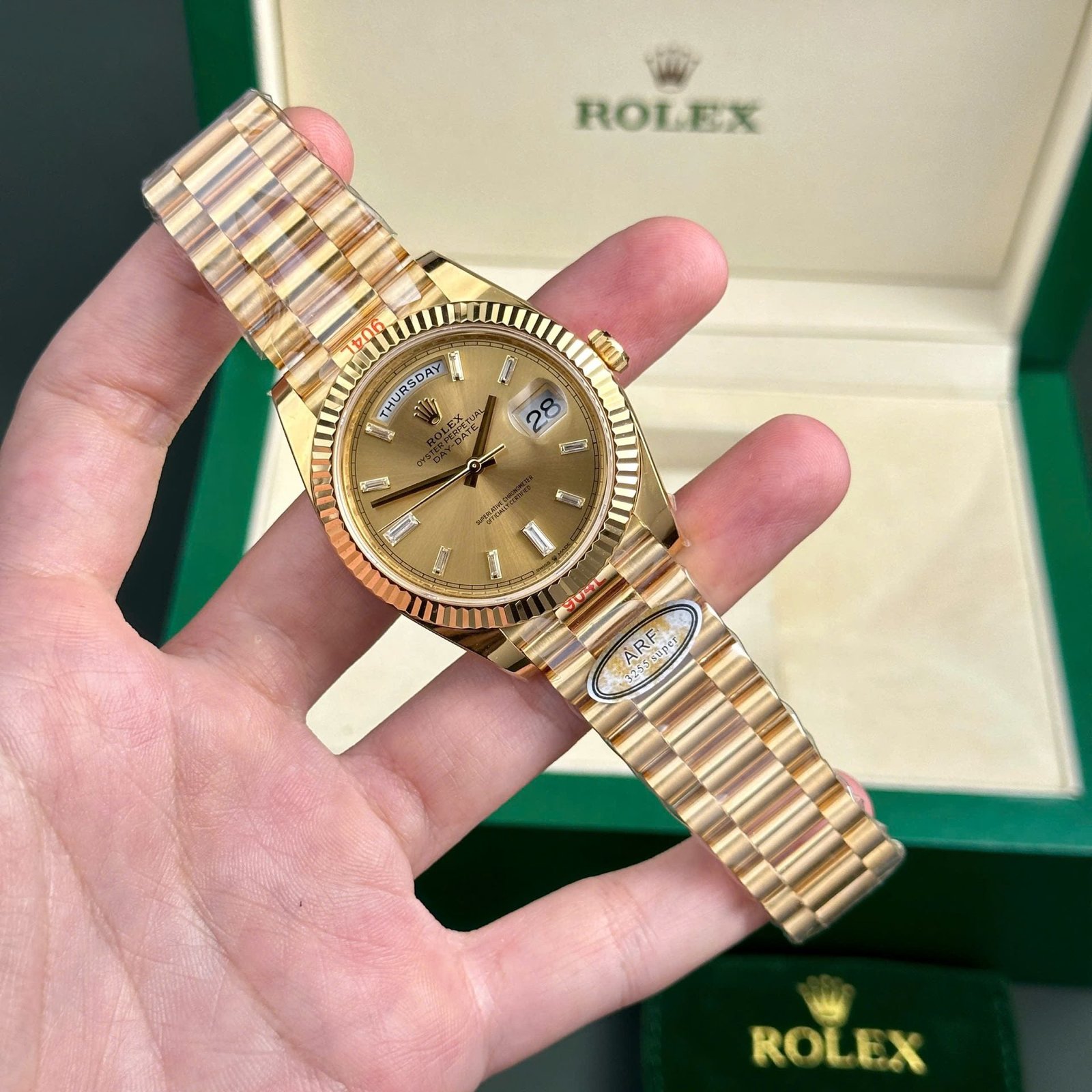 Rolex Day-Date 228238 Watch Yellow Dial President Strap 40mm - Image 2