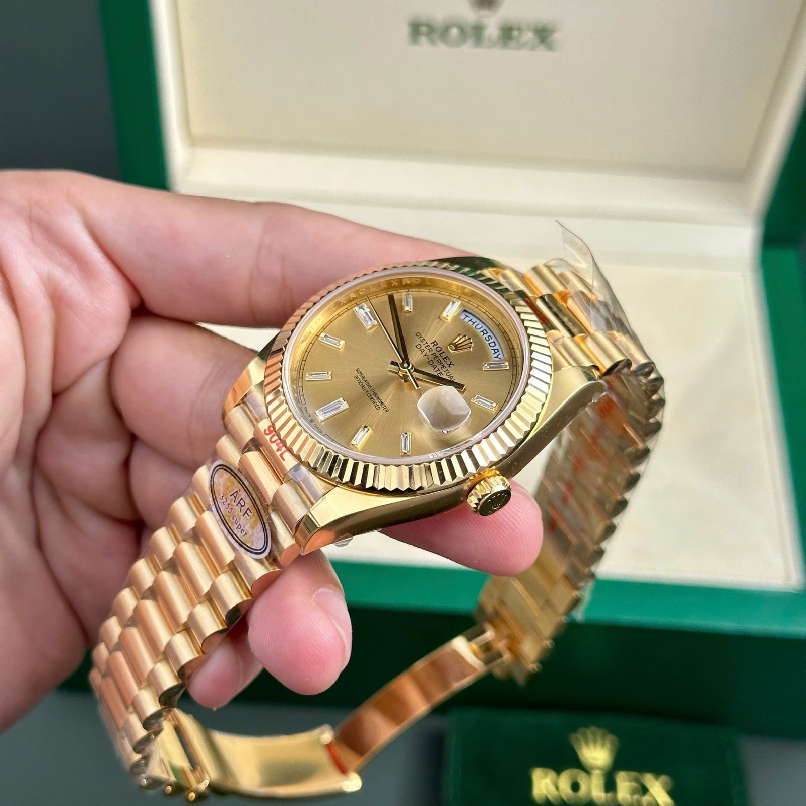 Rolex Day-Date 228238 Watch Yellow Dial President Strap 40mm - Image 4