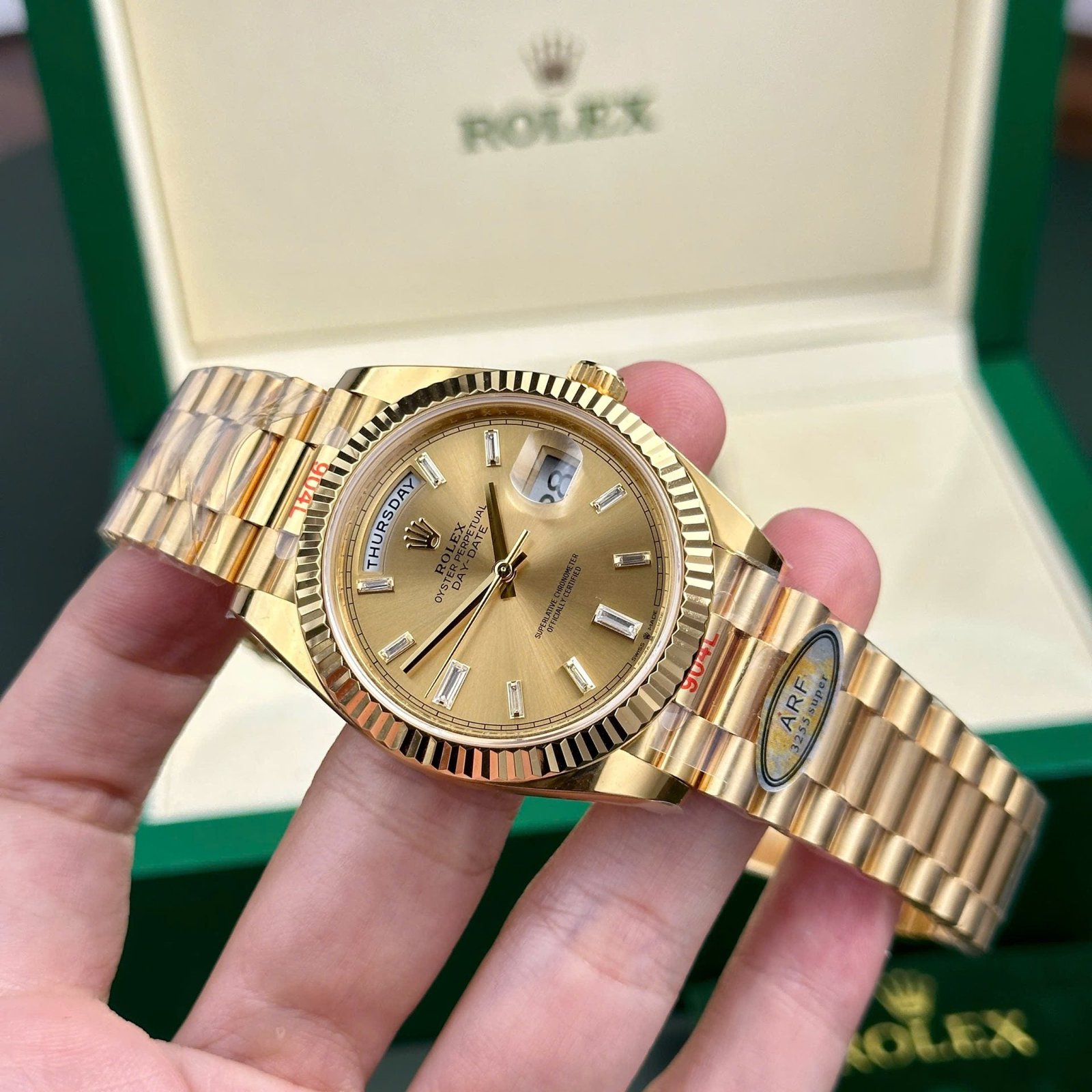 Rolex Day-Date 228238 Watch Yellow Dial President Strap 40mm - Image 3