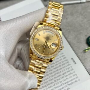 Rolex Day-Date Gold Wrapped Watch With Moissanite Diamonds 40mm