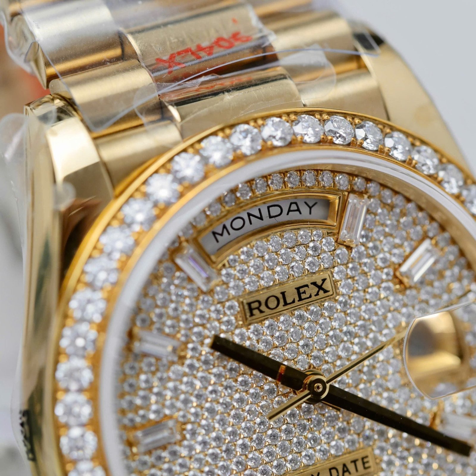 Rolex Day-Date Watch 18K Gold Wrapped + Moissanite Diamonds 36mm - Image 4