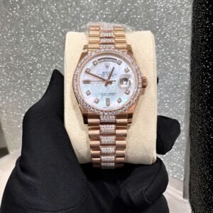 Rolex Day-Date Watch Gold Wrapped Moissanite Diamonds 36mm