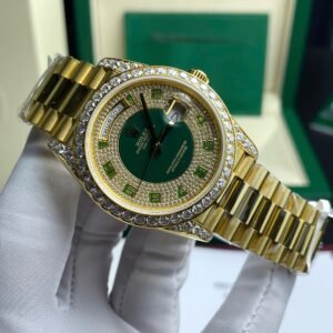 Rolex Day-Date Watch Gold Wrapped + Moissanite Diamonds Weight 173 Gram 40mm