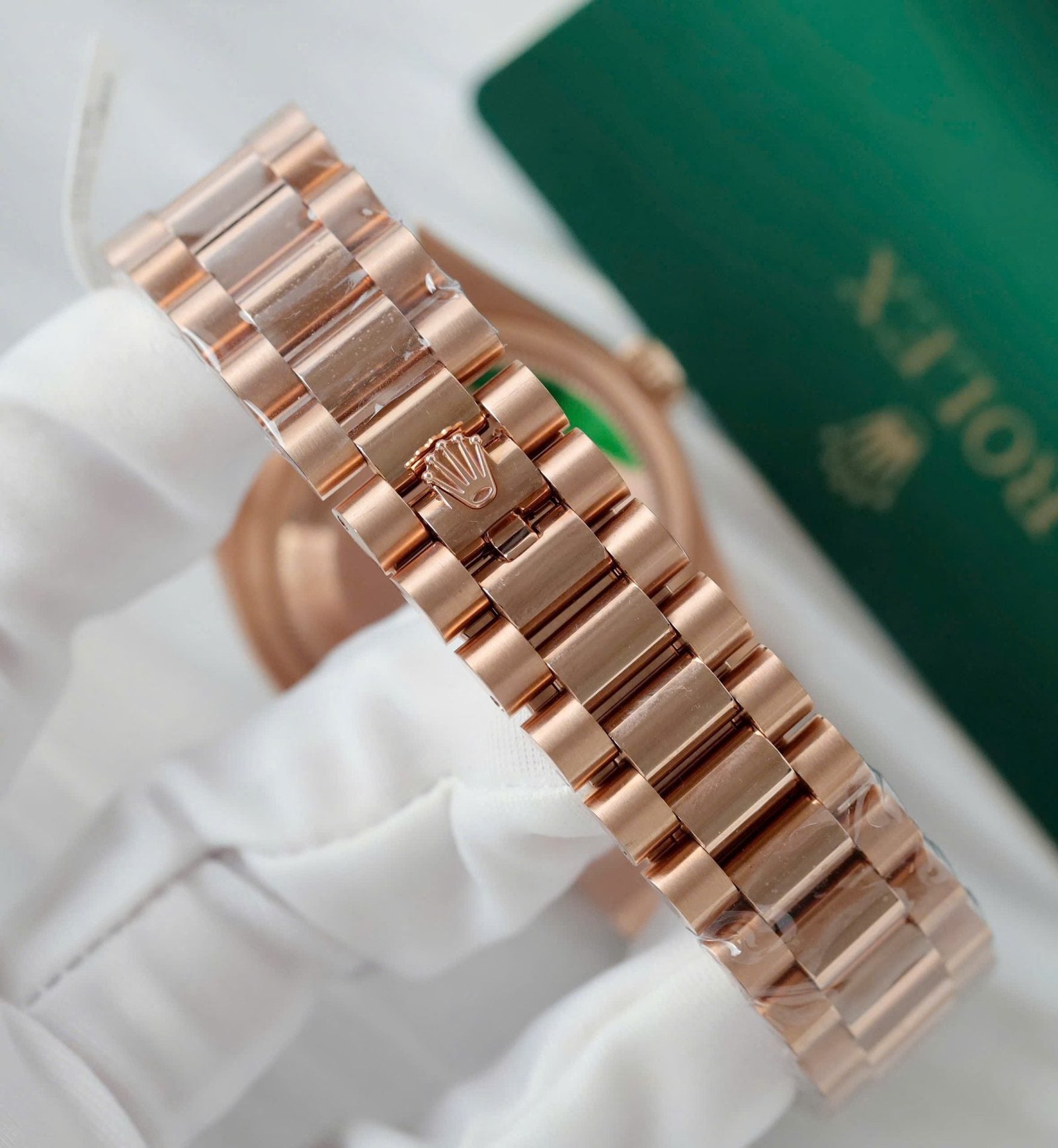 Rolex Day-Date Watch 18K Rose Gold Wrapped + Moissanite Diamonds 36mm - Image 10