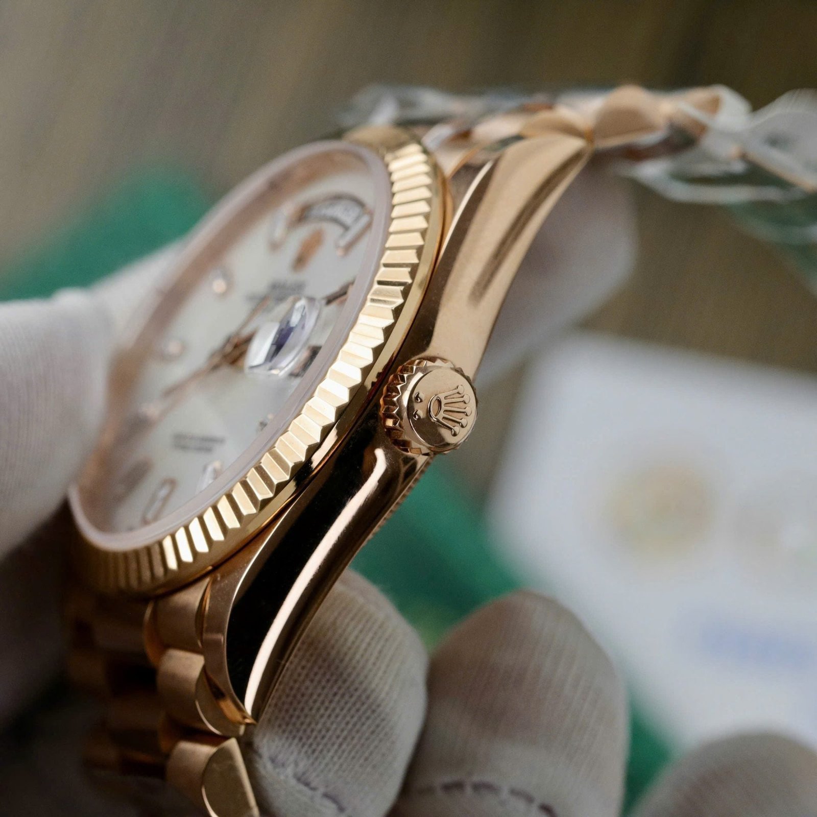 Rolex Day-Date Dial Mother Of Pearl Watch Gold Wrapped 36mm - Image 6