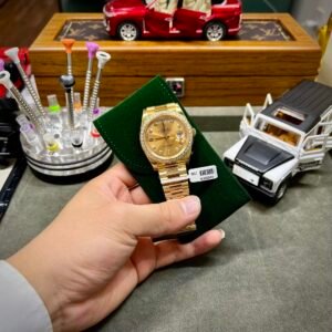 Rolex Watch Day-Date Yellow Dial Moissanite Diamonds 40mm