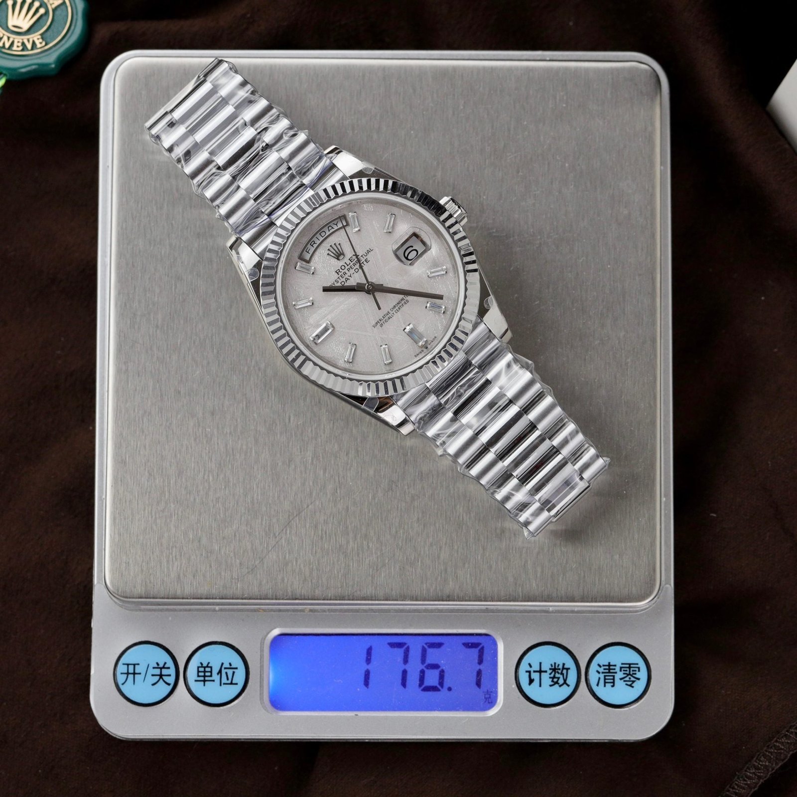 Rolex Watch Day-Date Dial Meteorite Number Pile Diamond Moissanite 40mm - Image 2