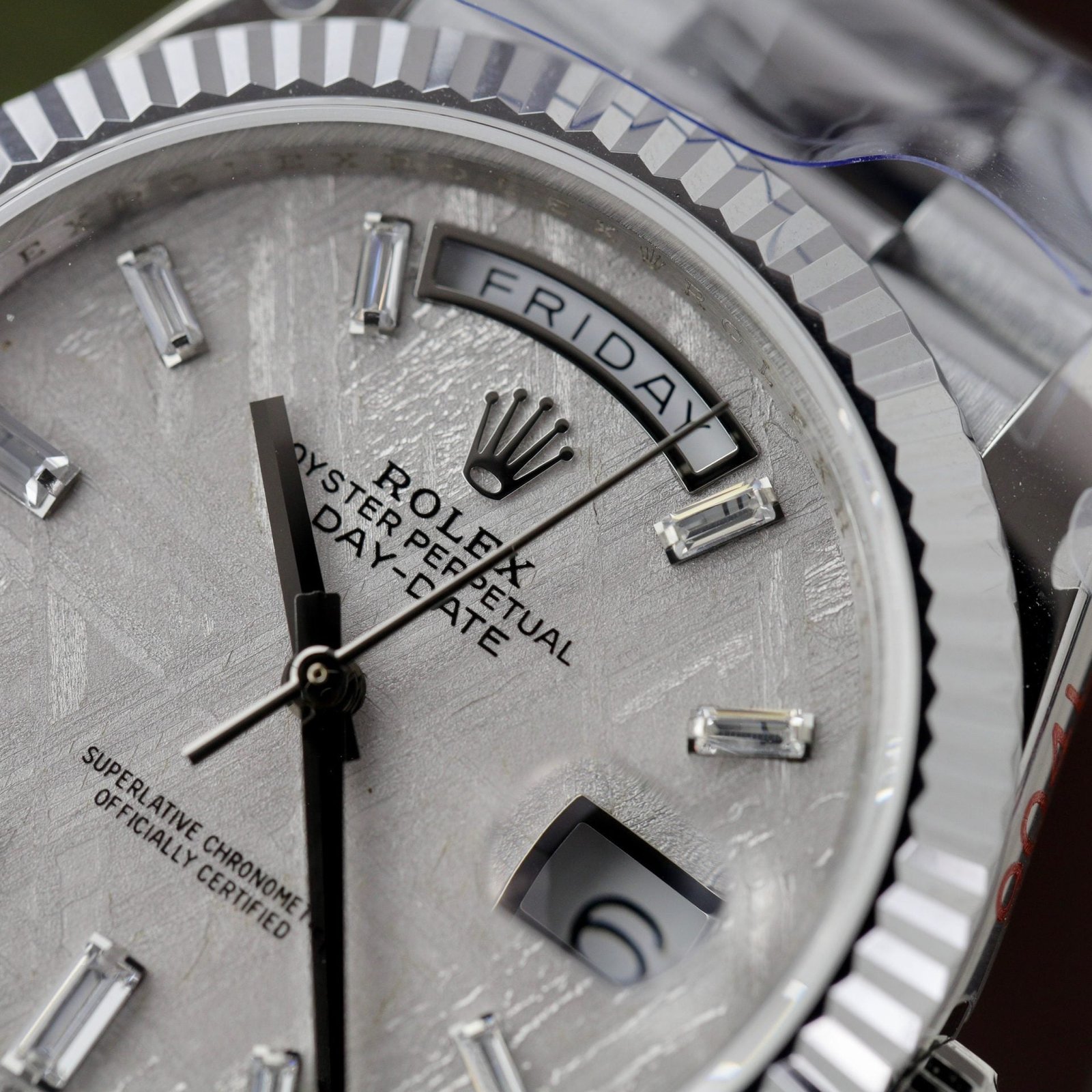 Rolex Watch Day-Date Dial Meteorite Number Pile Diamond Moissanite 40mm - Image 5