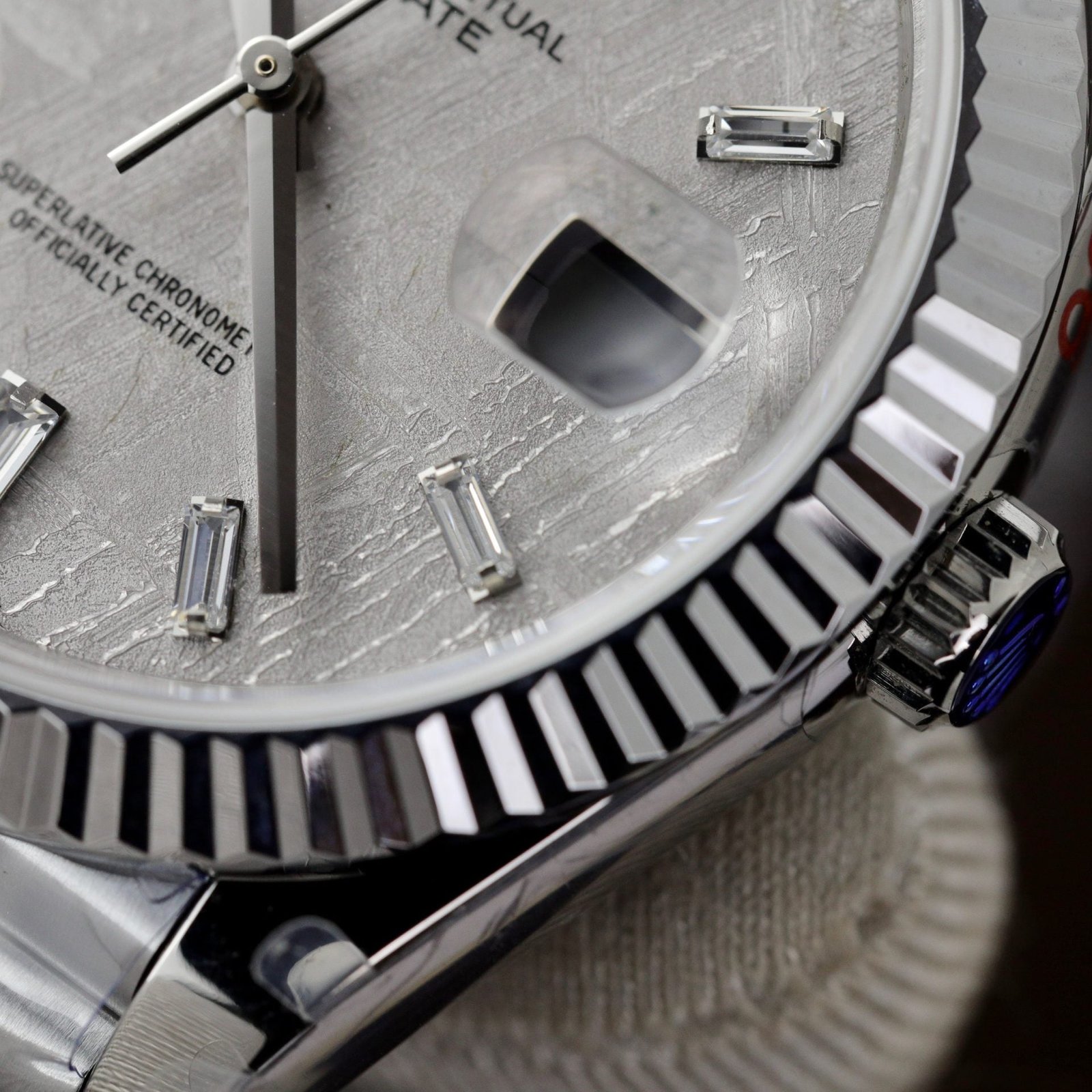 Rolex Watch Day-Date Dial Meteorite Number Pile Diamond Moissanite 40mm - Image 7