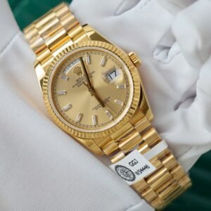 Rolex Day-Date Yellow Champagne Dial Watch 18K Gold 36mm