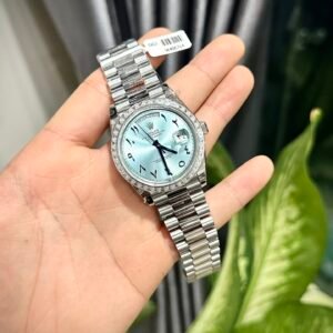 Rolex Day-Date Watch Ice Blue Dial Number Pile Arabic 40mm
