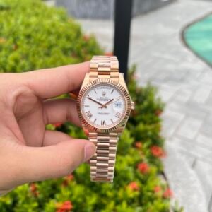 Rolex Day-Date Rose Gold Watch White Dial 40mm