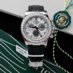 Rolex Daytona Dial MOP Watch Number Pile + Bezel Diamonds Moissanite 40mm