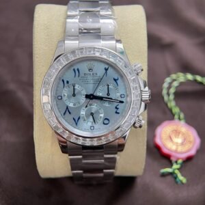 Rolex Daytona Watch 18K Solid White Gold Baguette Diamonds 40mm