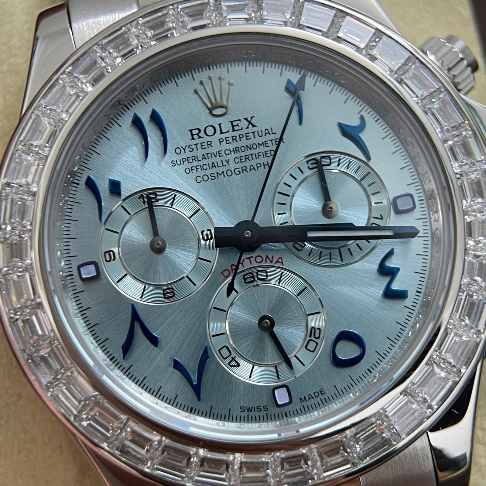 Rolex Daytona Watch 18K Solid White Gold Baguette Diamonds 40mm - Image 4