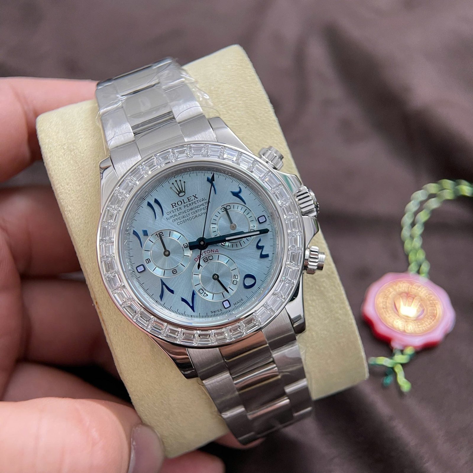 Rolex Daytona Watch 18K Solid White Gold Baguette Diamonds 40mm - Image 3