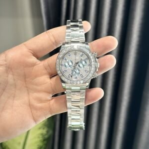 Rolex Watch Daytona Diamonds Moissanite 40mm