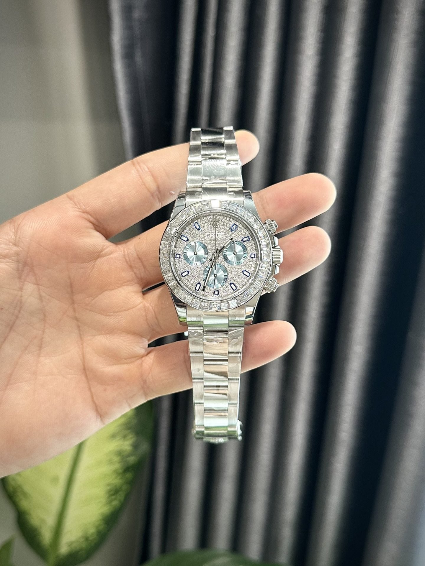 Rolex Watch Daytona Diamonds Moissanite 40mm