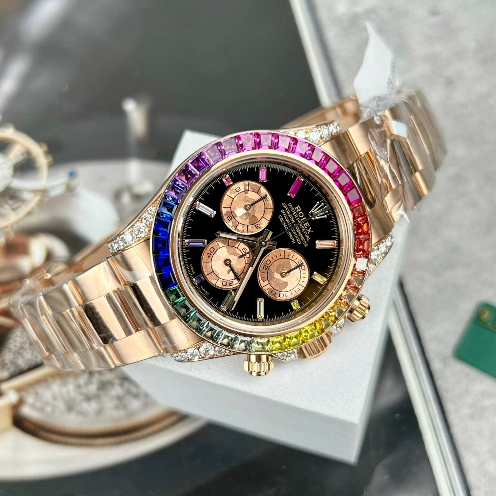 Rolex Daytona Rainbow 116595RBOW Watch Gold Wrapped Moissanite Diamond 40mm - Image 2
