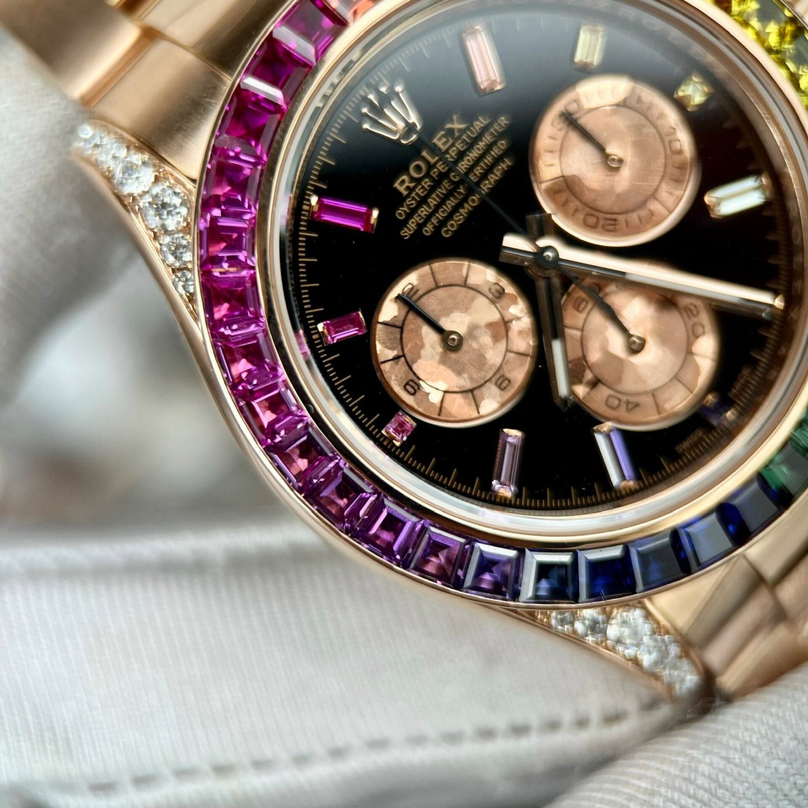 Rolex Daytona Rainbow 116595RBOW Watch Gold Wrapped Moissanite Diamond 40mm - Image 5