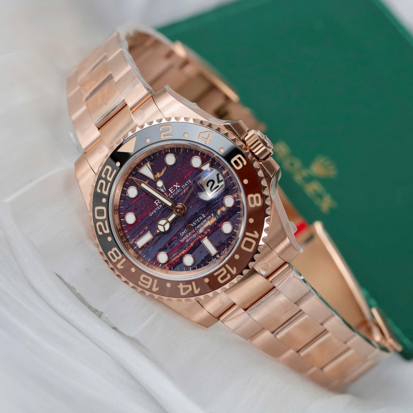 Rolex 126715CHNR Watch Rose Gold Tiger Eye Stone Dial 40mm - Image 3