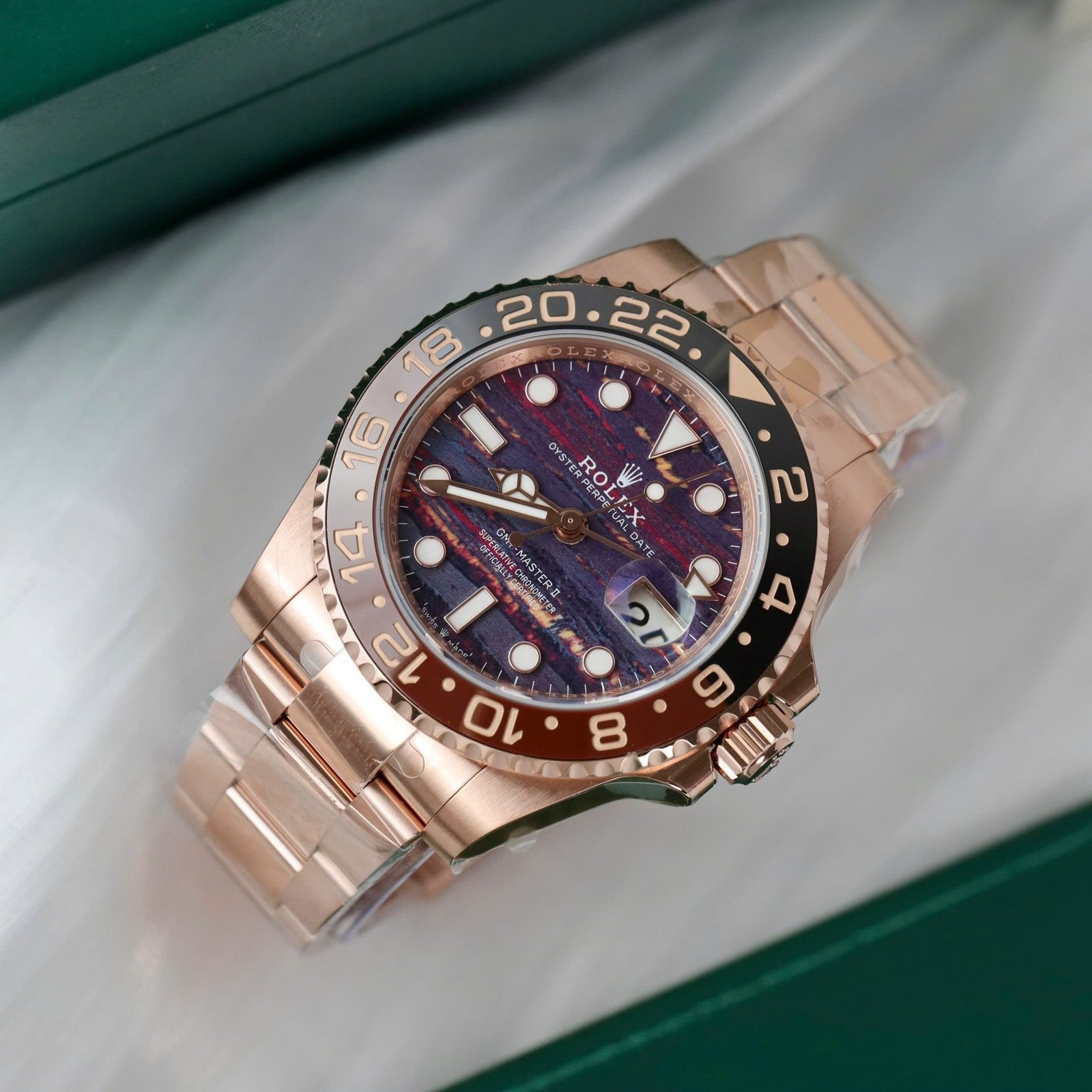 Rolex 126715CHNR Watch Rose Gold Tiger Eye Stone Dial 40mm - Image 4
