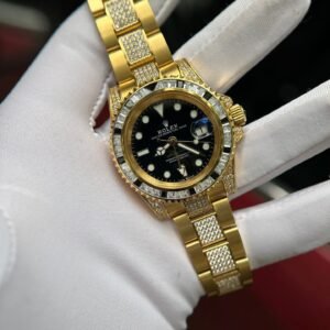 Rolex Watch With Full Diamond Black Dial 40mm