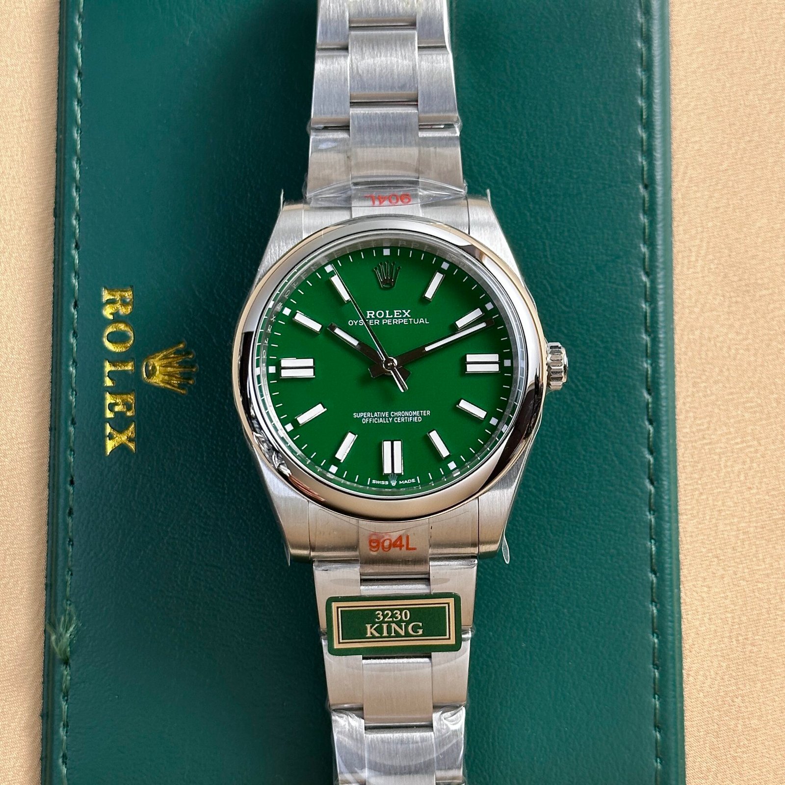 Rolex Oyster Perpetual 124300 Green Dial Watch 41mm