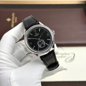 Rolex Perpetual 1908 Watch Black Dial Leather Strap 39mm