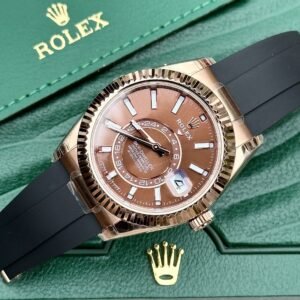 Rolex Watch Sky-Dweller 336235 Chocolate Dial Rubber Strap 42mm