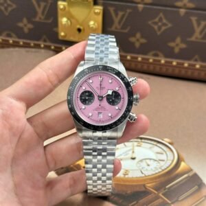 Tudor Black Bay Chronograph Watch Pink Dial Metal Wire 41mm