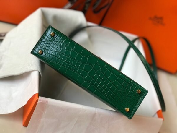 Hermes Mini Kelly 19 Green Crocodile Bag For Women, Women’s Handbags, Shoulder Bags 7.5in/19cm - Image 3