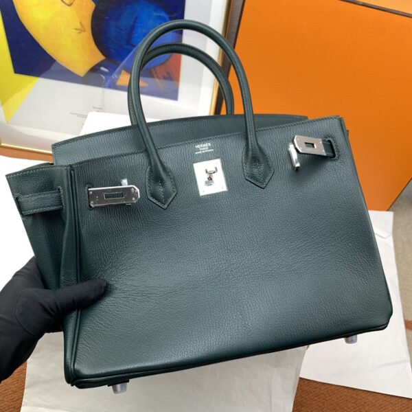 Hermes Birkin Nata Swift Dark Green For Women Silver Toned Hardware 11.8in/30cm - Image 9