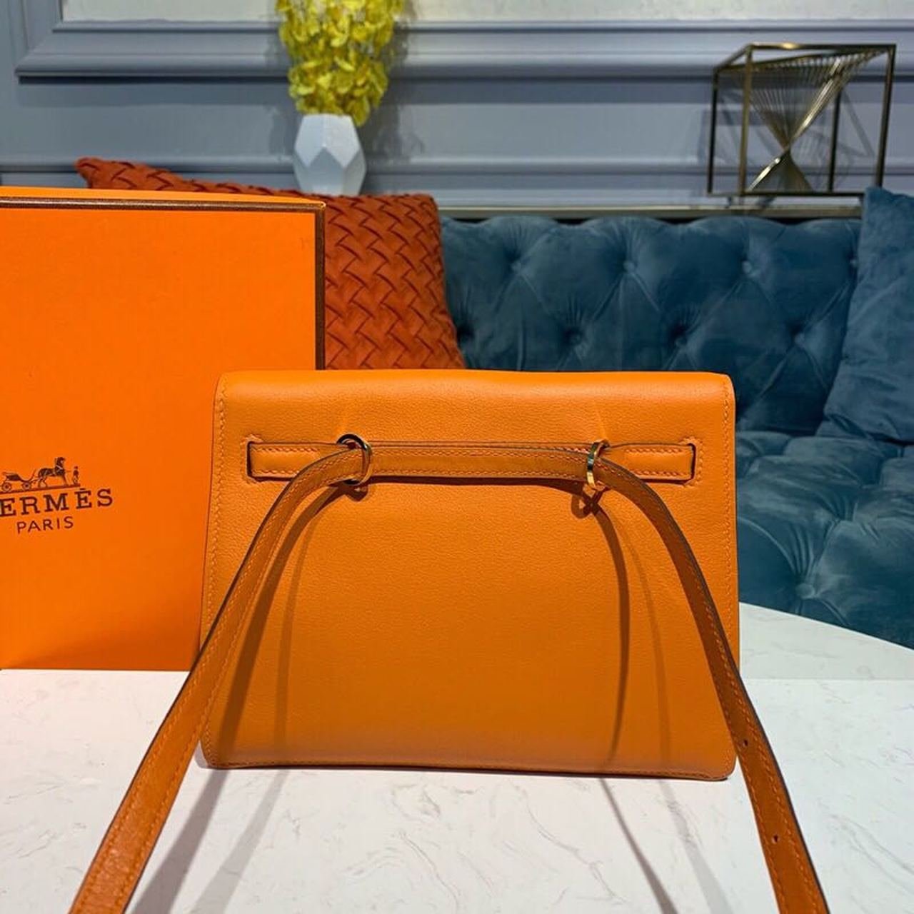 Hermes Kelly Danse II Bag Swift Orange Gold Hardware For Women 8.7in/22cm - Image 3