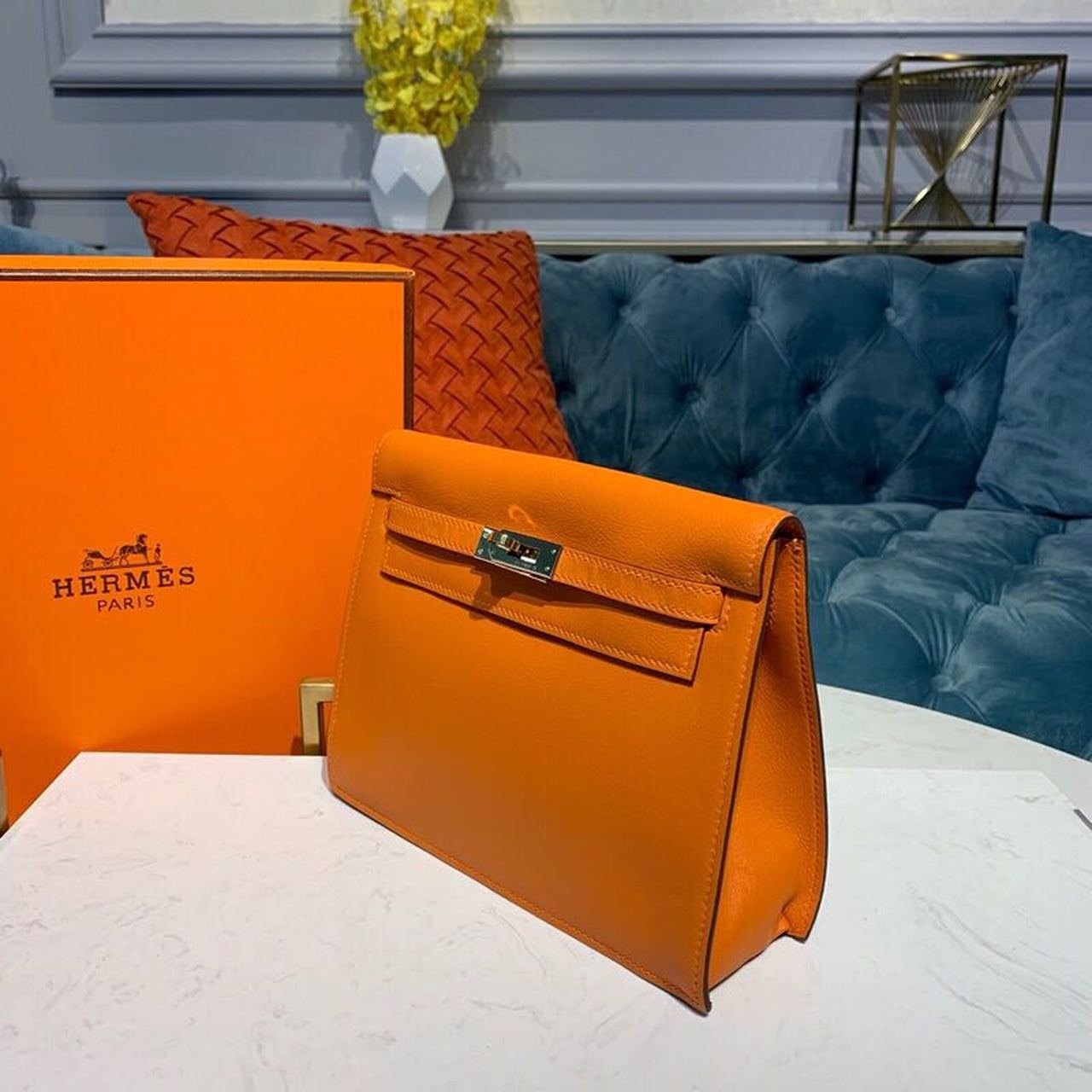 Hermes Kelly Danse II Bag Swift Orange Gold Hardware For Women 8.7in/22cm - Image 2