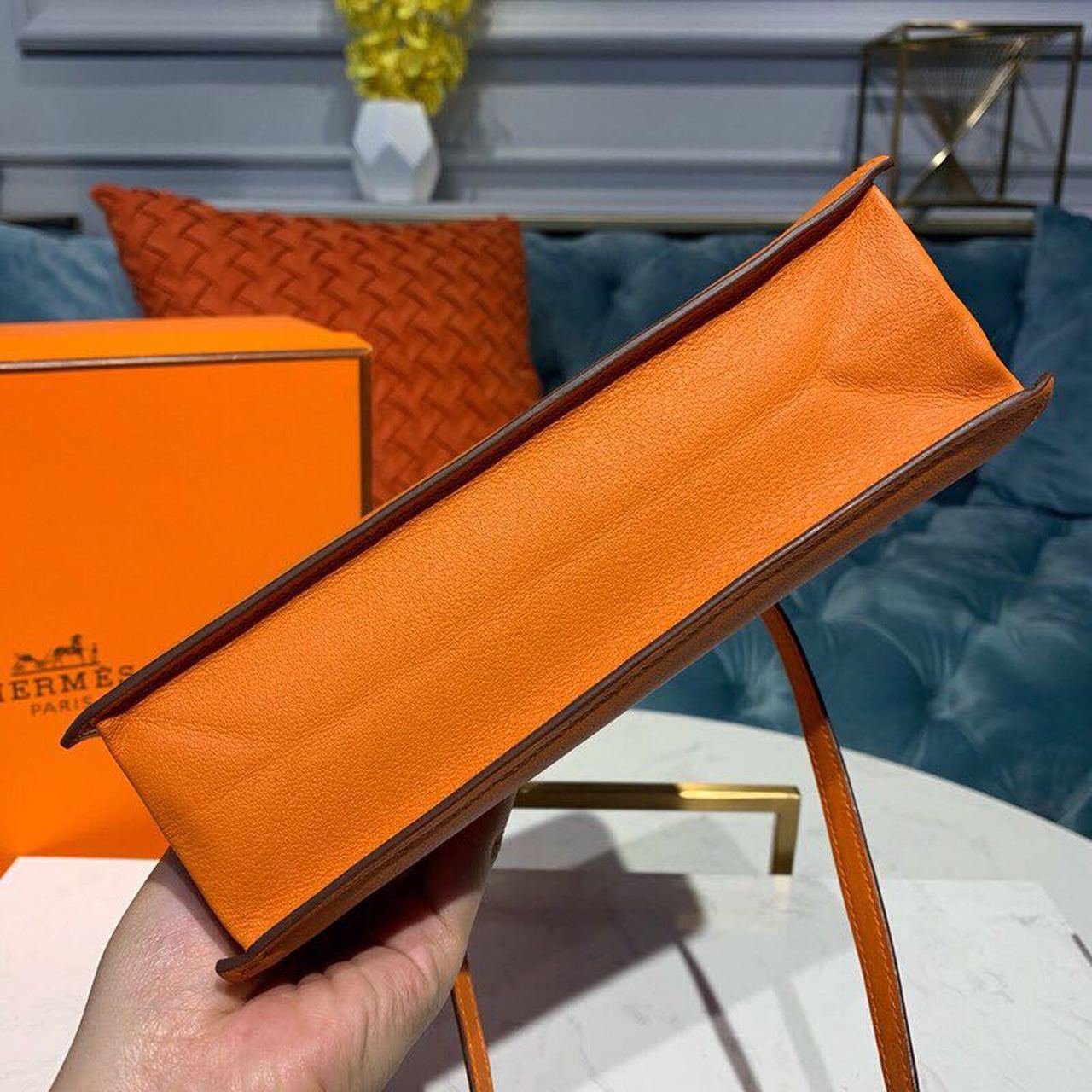 Hermes Kelly Danse II Bag Swift Orange Gold Hardware For Women 8.7in/22cm - Image 5