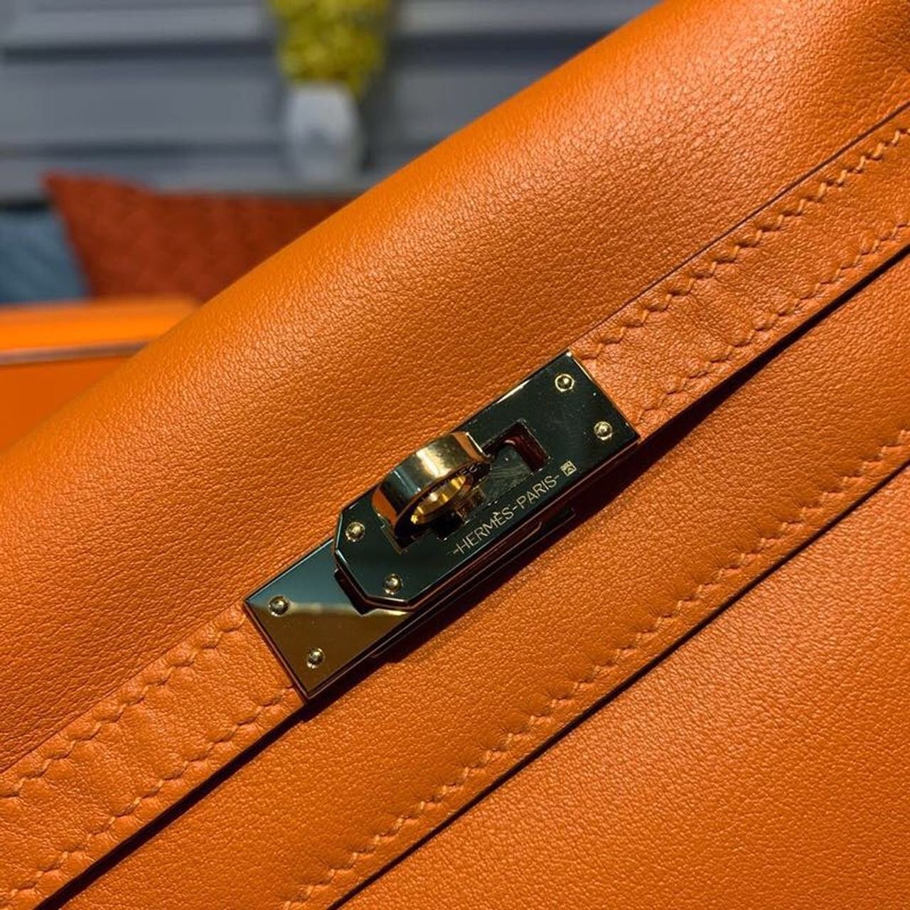 Hermes Kelly Danse II Bag Swift Orange Gold Hardware For Women 8.7in/22cm - Image 6