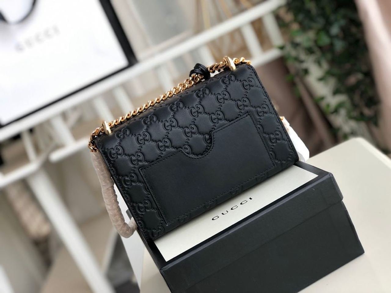 Gucci Padlock Small Gucci Signature Shoulder Bag Black Gucci Signature For Women 7.9in/20cm - Image 3