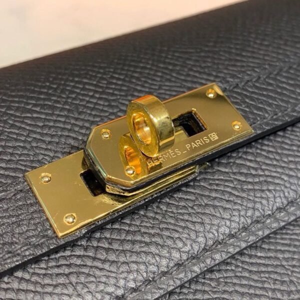 Hermes Kelly Wallet To Go Woc Black With Gold Toned Hardware Bag For Women 8.2in/21cm - Image 11