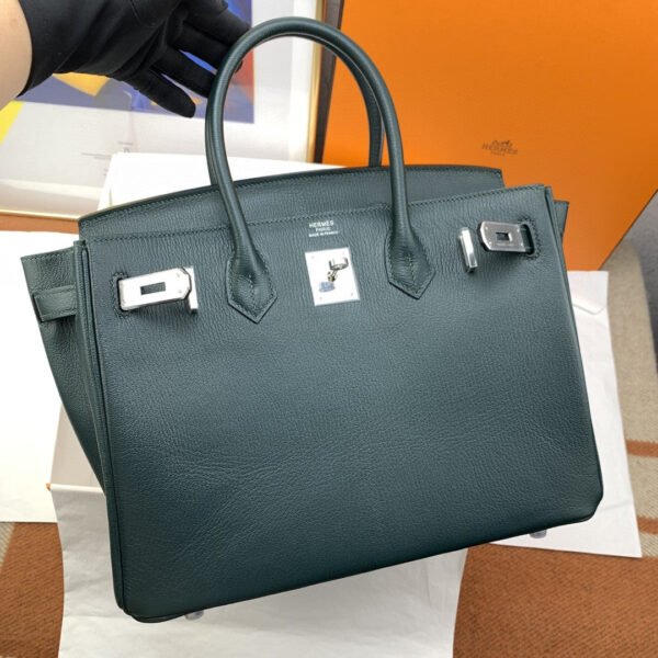 Hermes Birkin Nata Swift Dark Green For Women Silver Toned Hardware 11.8in/30cm - Image 5