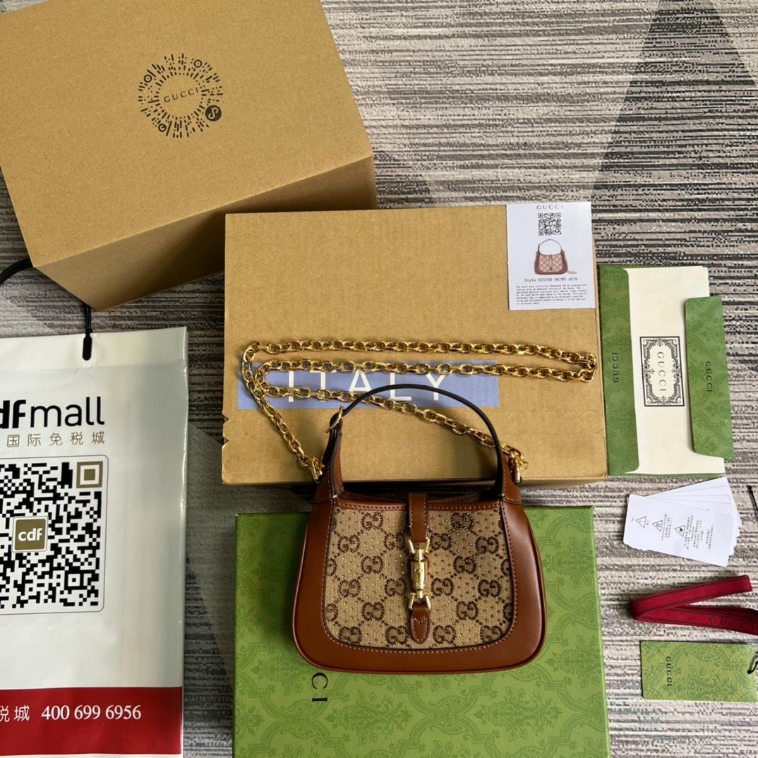 Gucci Jackie 1961 Mini GG Shoulder Bag Beige For Women, Women's Bags 7.5in/19cm